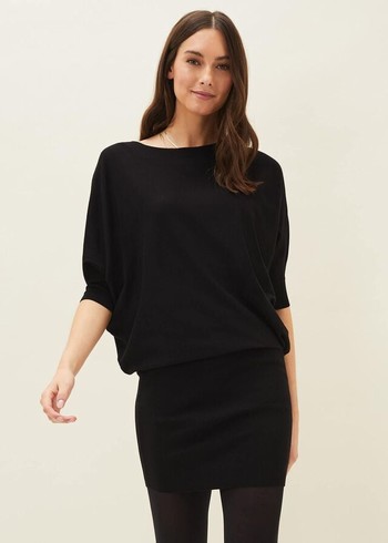 Phase Eight Becca Batwingted Dress Black Canada | GIUMYT-109